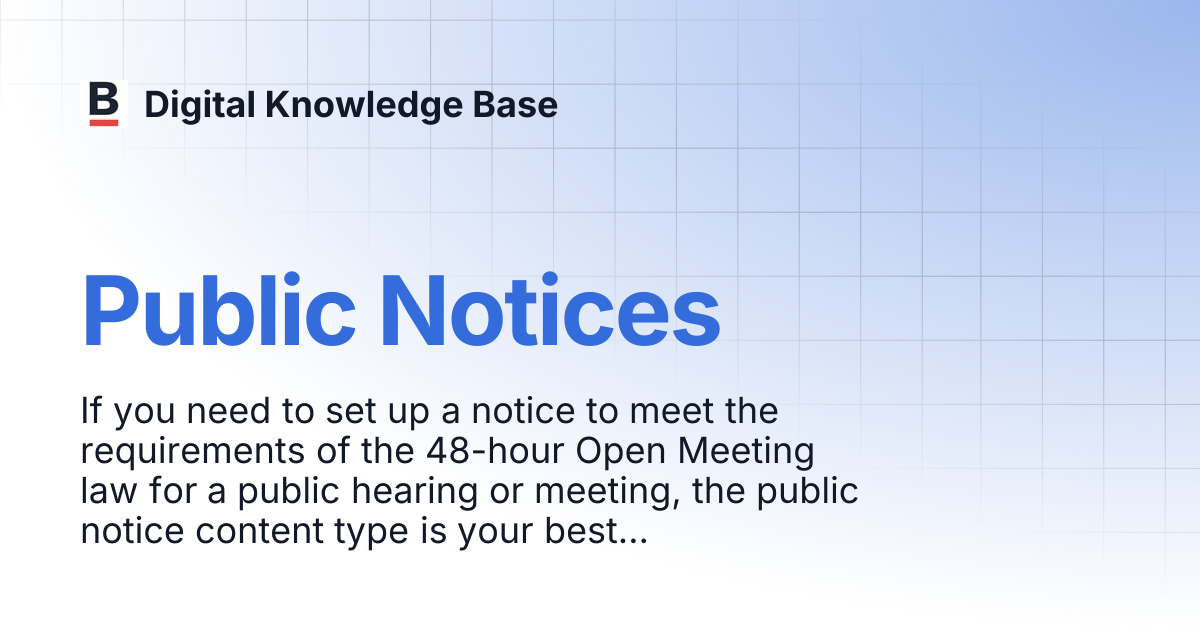 Public Notices | Digital Knowledge Base