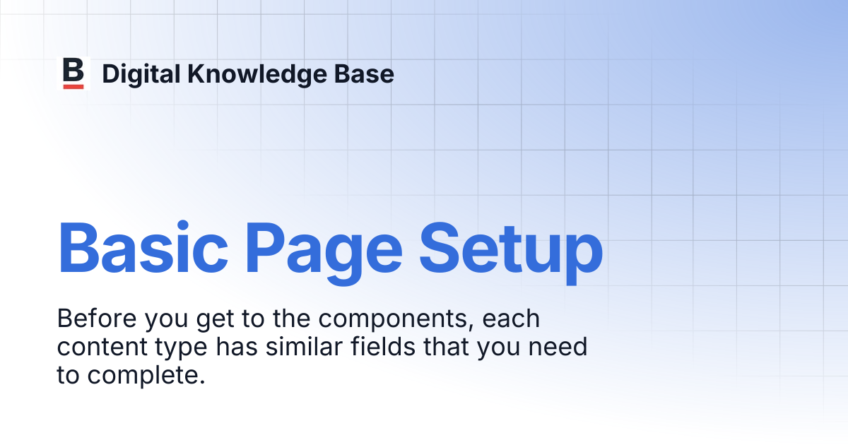 Basic Page Setup | Digital Knowledge Base